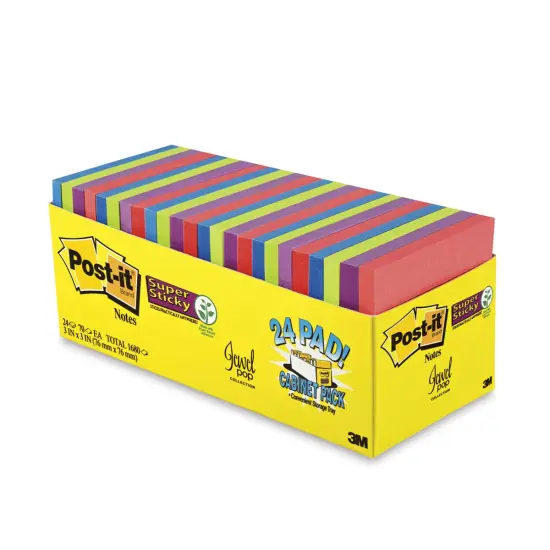Post-it Super Sticky Notes - Pkg of 24, 3" x 3", Energy Boost Collection, Blank {1}