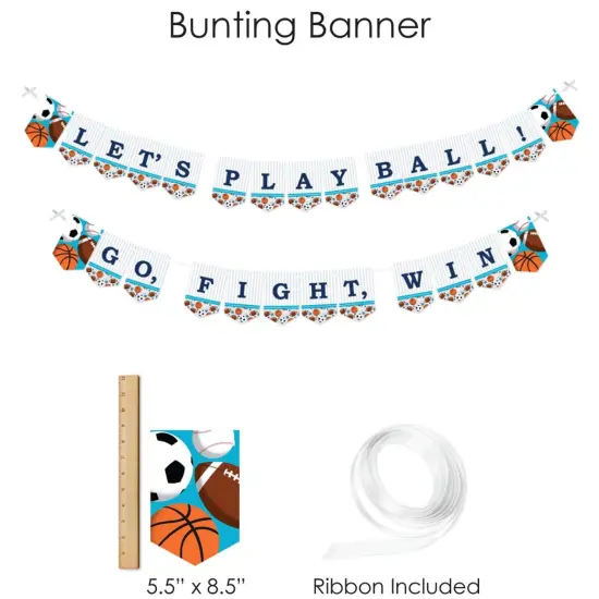 Big Dot of Happiness Go, Fight, Win - Sports - Baby Shower or Birthday Party Supplies - Banner Decoration Kit - Fundle Bundle {4}