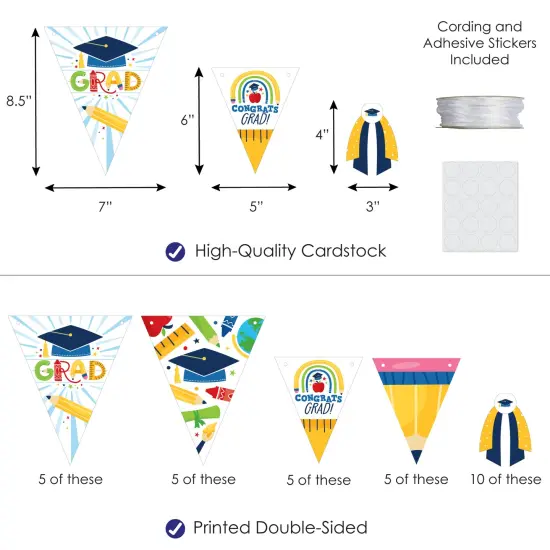Big Dot of Happiness 30 Piece Elementary Graduation Party Pennant Triangle Banner {4}