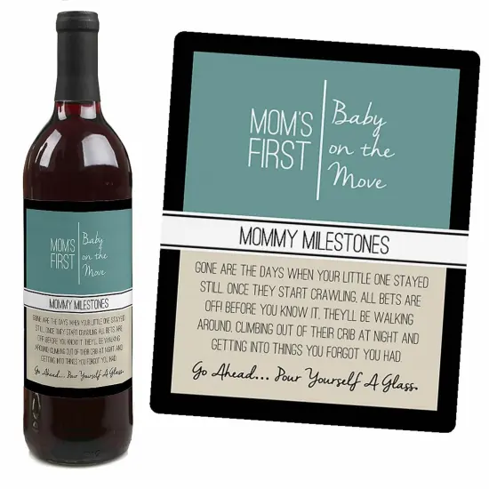 Big Dot of Happiness Mommy's First Milestones - Gift For Women - Wine Bottle Label Stickers - Set of 4 {7}