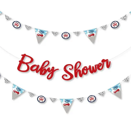 Big Dot of Happiness Fired Up Fire Truck - Firefighter Firetruck Baby Shower Letter Banner Decoration - 36 Banner Cutouts & Baby Shower Banner Letters {1}