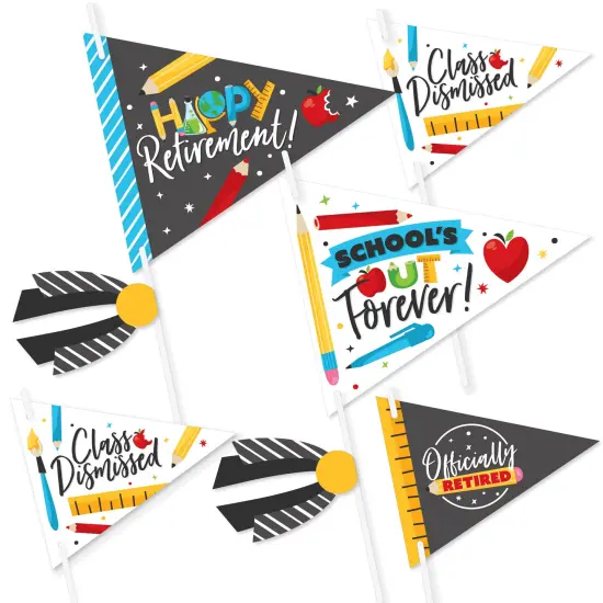 Big Dot of Happiness Teacher Retirement - Triangle Happy Retirement Party Photo Props - Pennant Flag Centerpieces - Set of 20 {1}