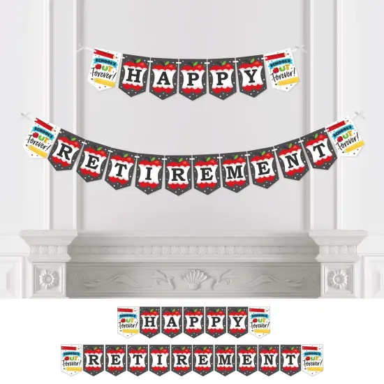 Big Dot of Happiness Teacher Retirement - Happy Retirement Party Bunting Banner - Party Decorations - Happy Retirement {1}