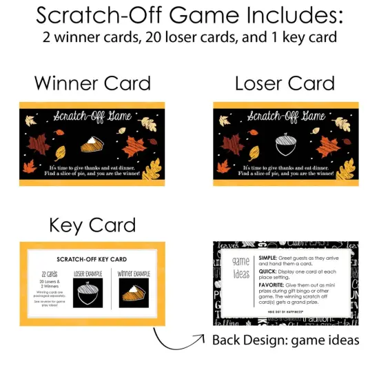 Big Dot of Happiness Give Thanks - Thanksgiving Party Game Scratch Off Cards - 22 Count {6}