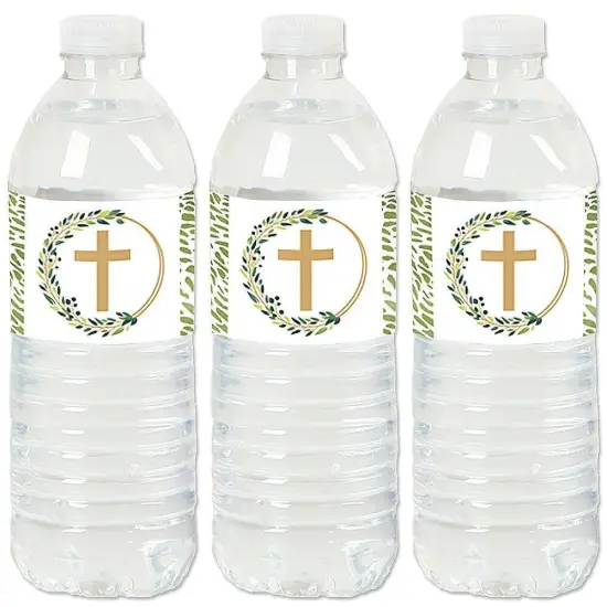 Big Dot of Happiness Elegant Cross - Religious Party Water Bottle Sticker Labels - Set of 20 {1}