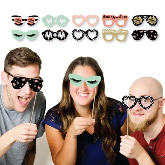 Big Dot of Happiness Best Mom Ever Glasses - Paper Card Stock Mother's Day Photo Booth Props Kit - 10 Count {3}