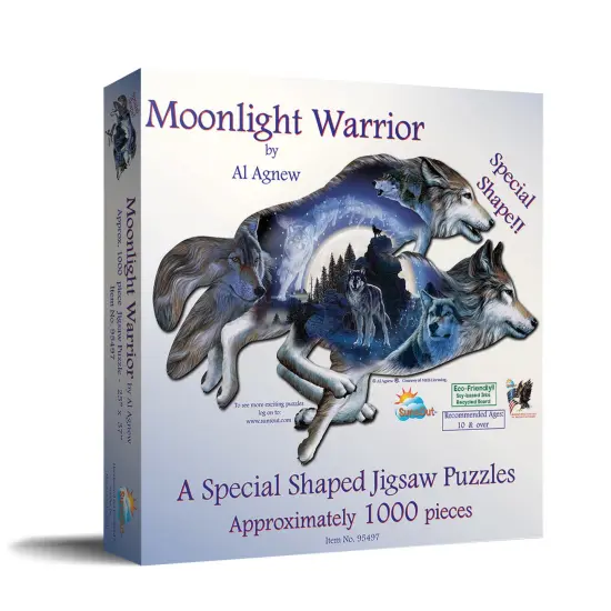 Sunsout Moonlight Warrior 1000 pc Special Shape Jigsaw Puzzle 95497 {3}