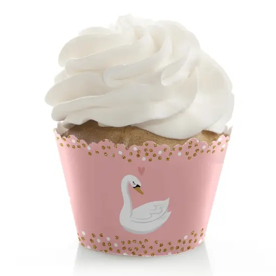 Big Dot of Happiness Swan Soiree - White Swan Baby Shower or Birthday Party Decorations - Party Cupcake Wrappers - Set of 12 {1}