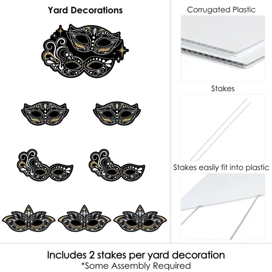 Big Dot of Happiness Masquerade - Yard Sign and Outdoor Lawn Decorations - Carnival Mask Party Yard Signs - Set of 8 {6}
