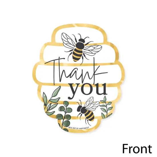 Big Dot of Happiness Little Bumblebee - Shaped Thank You Cards - Bee Baby Shower or Birthday Party Thank You Note Cards with Envelopes - Set of 12 {4}