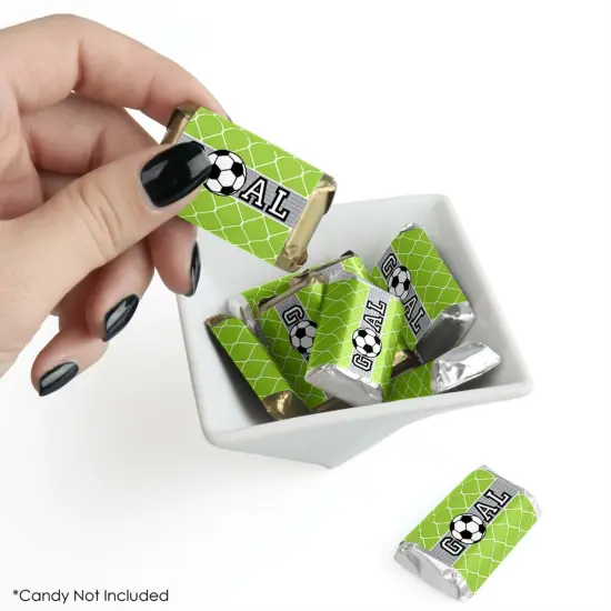 Big Dot of Happiness Goaaal - Soccer - Mini Candy Bar Wrapper Stickers - Baby Shower or Birthday Party Small Favors - 40 Count {3}