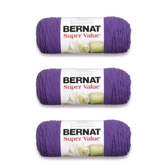 Bernat Super Value Light Damson Yarn - 3 Pack of 198g/7oz - Acrylic - 4 Medium (Worsted) - 426 Yards - Knitting/Crochet {1}