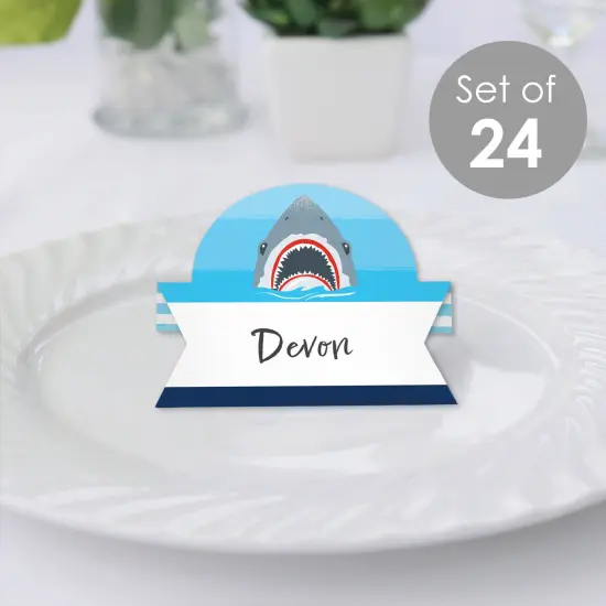 Big Dot of Happiness Shark Zone - Jawsome Shark Party or Birthday Party Tent Buffet Card - Table Setting Name Place Cards - Set of 24 {3}