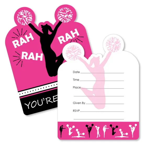 Big Dot of Happiness We've Got Spirit - Cheerleading - Shaped Fill-in Invitations - Birthday Party Invitation Cards with Envelopes - Set of 12 {1}