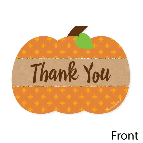 Big Dot of Happiness Pumpkin Patch - Shaped Thank You Cards - Fall, Halloween or Thanksgiving Party Thank You Note Cards with Envelopes - Set of 12 {4}