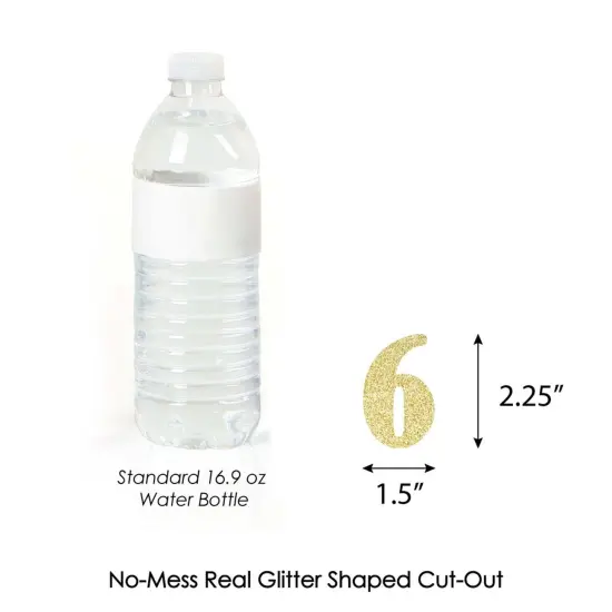 Big Dot of Happiness Gold Glitter 6 - No-Mess Real Gold Glitter Cut-Out Numbers - 6th Birthday Party Confetti - Set of 24 {4}