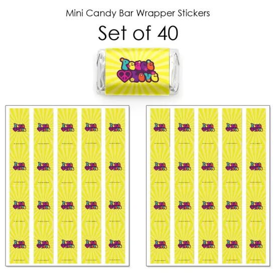 Big Dot of Happiness 60's Hippie - Mini Candy Bar Wrapper Stickers - 1960s Groovy Party Small Favors - 40 Count {4}