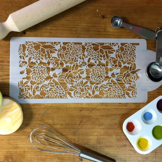 Peony Cake Side Stencil | C1028 by Designer Stencils | Cake Decorating Tools | {2}