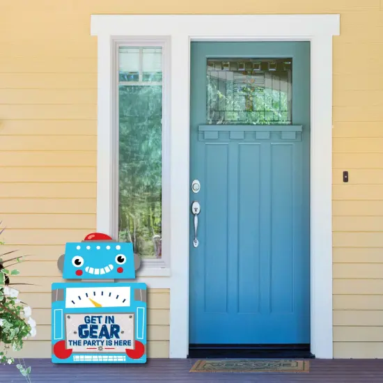 Big Dot of Happiness Gear Up Robots - Party Decorations - Birthday Party or Baby Shower Welcome Yard Sign {6}