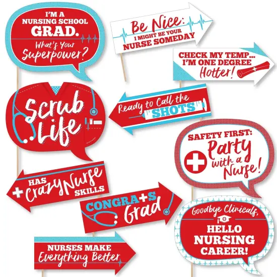 Big Dot of Happiness Funny Nurse Graduation - Medical Nursing Graduation Party Photo Booth Props Kit - 10 Piece {1}