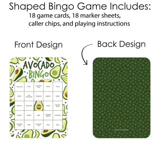 Big Dot of Happiness Hello Avocado - Bingo Cards and Markers - Fiesta Party Bingo Game - Set of 18 {4}