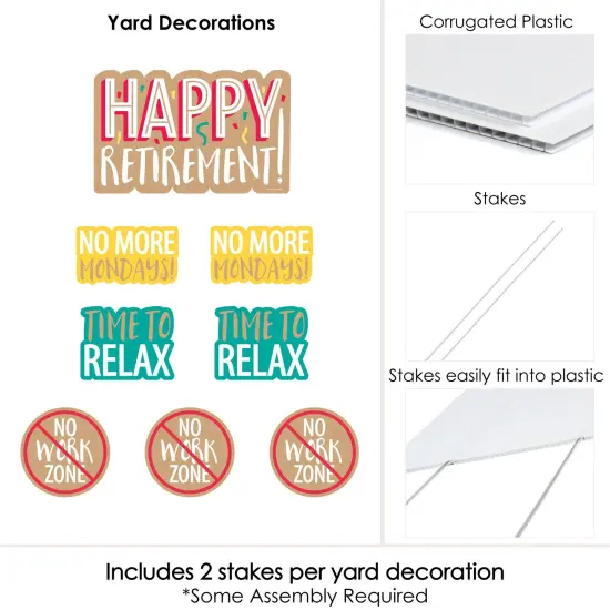 Big Dot of Happiness Retirement - Yard Sign and Outdoor Lawn Decorations - Retirement Party Yard Signs - Set of 8 {6}