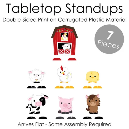 Big Dot of Happiness Farm Animals - Barnyard Baby Shower or Birthday Party Centerpiece Table Decorations - Tabletop Standups - 7 Pieces {6}