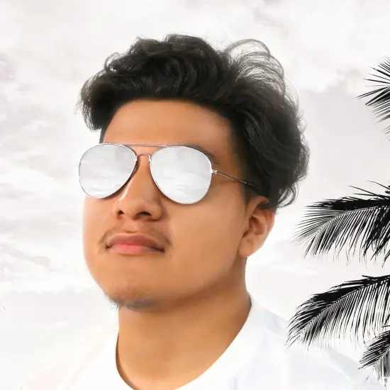 Big Mo's Toys Silver Mirrored Aviator Sunglasses Shades &ndash; 70&rsquo;s Style Adult Aviators Costume Glasses - 1 Pair {5}