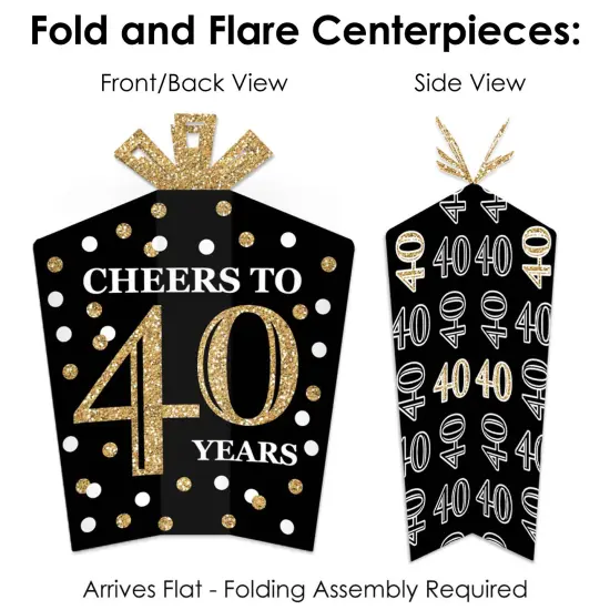 Big Dot of Happiness Adult 40th Birthday - Gold - Birthday Party Decor and Confetti - Terrific Table Centerpiece Kit - Set of 30 {6}