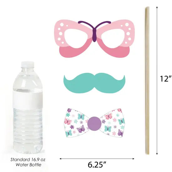 Big Dot of Happiness Beautiful Butterfly - Floral Baby Shower or Birthday Party Photo Booth Props Kit - 20 Count {6}