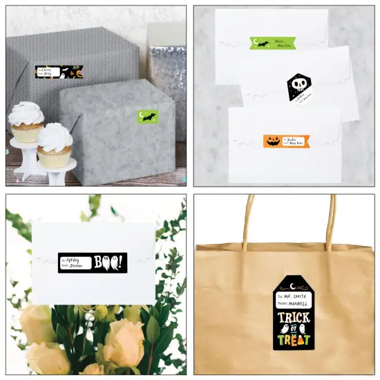 Big Dot of Happiness Jack-O'-Lantern Halloween - Assorted Kids Halloween Party Gift Tag Labels - To and From Stickers - 12 Sheets - 120 Stickers {7}