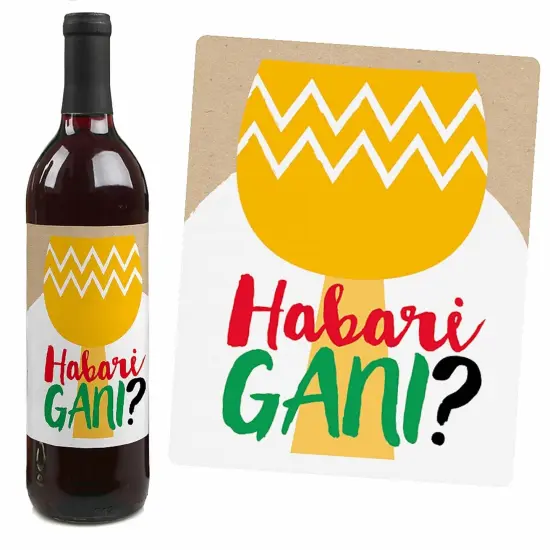 Big Dot of Happiness Happy Kwanzaa - Heritage Holiday Party Decorations for Women and Men - Wine Bottle Label Stickers - Set of 4 {5}