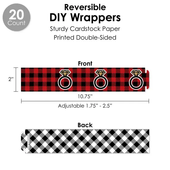 Big Dot of Happiness Flannel Fling Before The Ring - Buffalo Plaid Bachelorette Party Favors and Cupcake Kit - Fabulous Favor Party Pack - 100 Pieces {4}