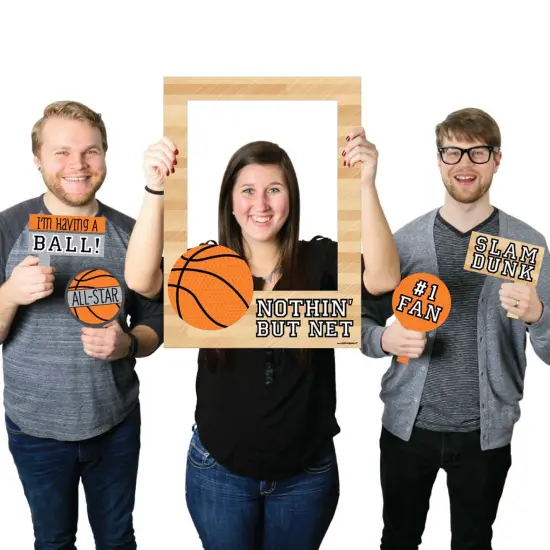 Big Dot of Happiness Nothin' but Net - Basketball - Birthday Party Baby Shower Selfie Photo Booth Picture Frame & Props - Printed on Sturdy Material {1}