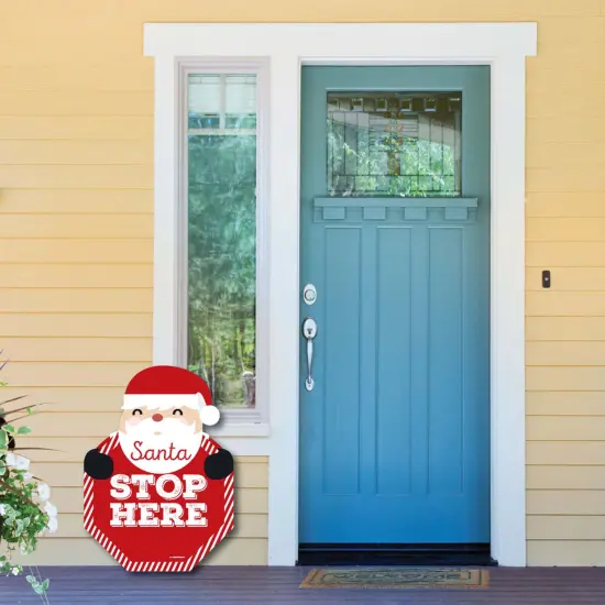 Big Dot of Happiness Jolly Santa Claus - Santa Stop Here Yard Sign - Christmas Welcome Yard Sign {6}