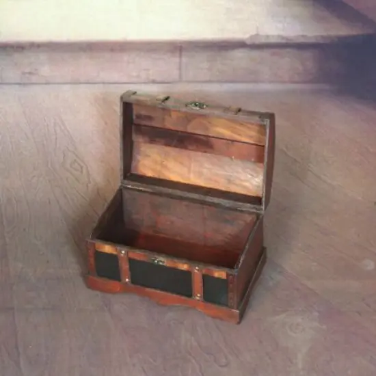 Leather Wooden Chest {4}