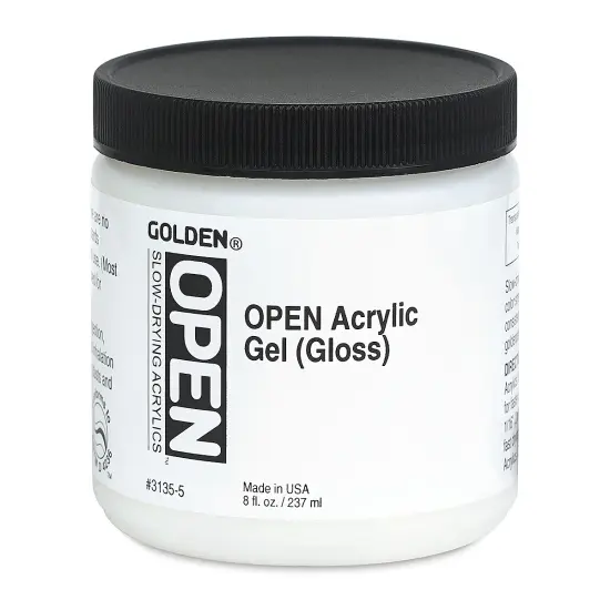 Golden Open Acrylic Gel Medium - Gloss, 8 oz jar {1}