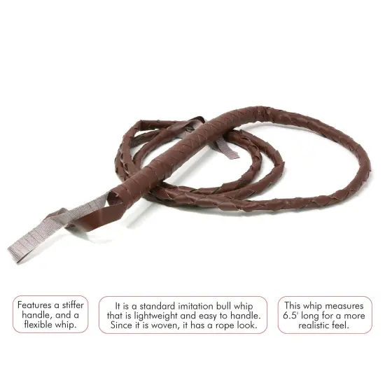 Faux Leather Brown Whip - 6.5' Woven Costume Accessories Whips - 1 Piece {5}