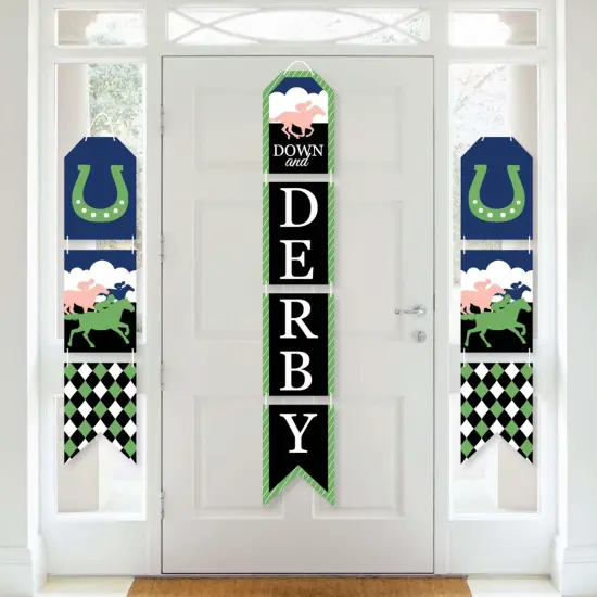 Big Dot of Happiness Kentucky Horse Derby - Hanging Vertical Paper Door Banners - Horse Race Party Wall Decoration Kit - Indoor Door Decor {1}