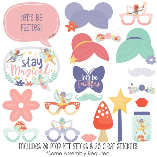 Big Dot of Happiness Let's Be Fairies - Fairy Garden Birthday Party Photo Booth Props Kit - 20 Count {3}