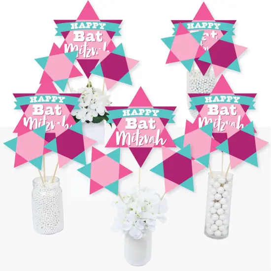 Big Dot of Happiness Pink Bat Mitzvah - Girl Party Centerpiece Sticks - Table Toppers - Set of 15 {3}