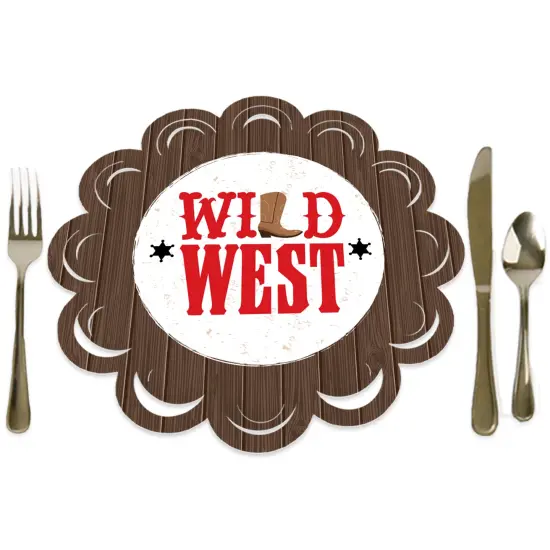 Big Dot of Happiness Western Hoedown - Wild West Cowboy Party Round Table Decorations - Paper Chargers - Place Setting For 12 {1}