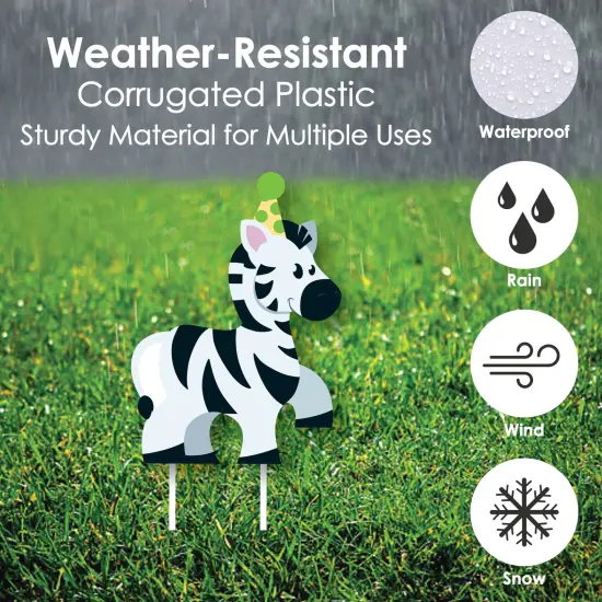 Big Dot of Happiness Jungle Party Animals - Yard Sign & Outdoor Lawn Decorations - Safari Zoo Animal Birthday or Baby Shower Yard Signs - Set of 8 {4}