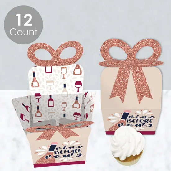 Big Dot of Happiness Vino Before Vows - Square Favor Gift Boxes - Winery Bridal Shower or Bachelorette Party Bow Boxes - Set of 12 {4}