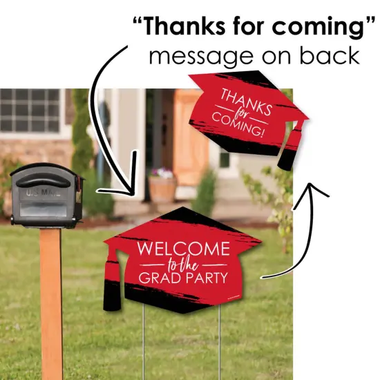Big Dot of Happiness Red Grad - Best is Yet to Come - 2 Arrows & 1 Welcome/Thank You Lawn Sign - Double Sided Grad Party Yard Sign Set - 3 Pieces {3}
