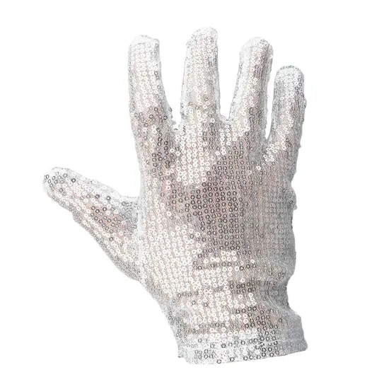 Michael Jackson Sequin Glove - White Right Handed Glove Costume Accessory - 1 Piece {4}