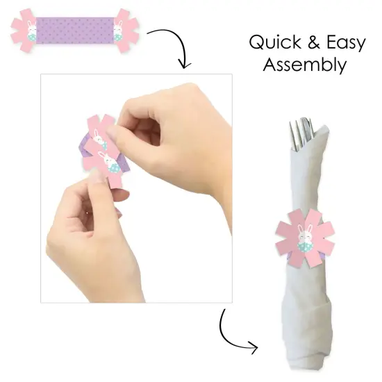 Big Dot of Happiness Spring Easter Bunny - Happy Easter Party Paper Napkin Holder - Napkin Rings - Set of 24 {6}