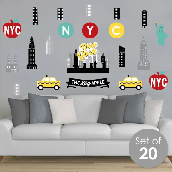 Big Dot of Happiness NYC Cityscape - Peel and Stick New York Skyline Vinyl Wall Art Stickers - Wall Decals - Set of 20 {3}