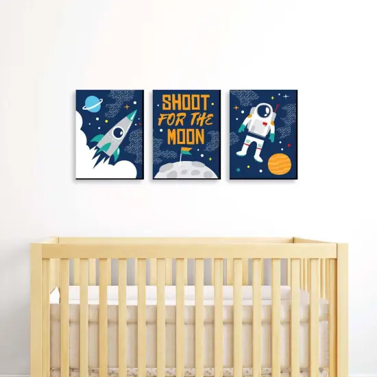 Big Dot of Happiness Blast Off to Outer Space - Rocket Ship Nursery Wall Art & Kids Room Decorations - Gift Ideas - 7.5 x 10 inches - Set of 3 Prints {3}