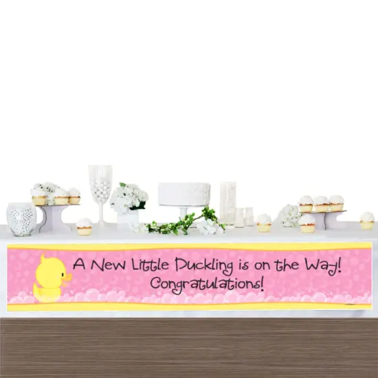 Big Dot of Happiness Pink Ducky Duck - Girl Baby Shower Decorations Party Banner {4}